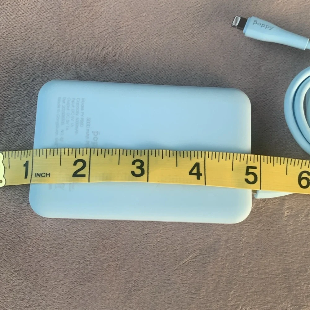 Light Blue Portable Charger with Cable